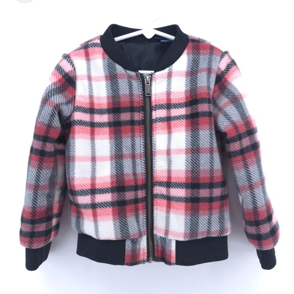 Tommy Hilfiger Plaid Bomber Jacket - Red,Black,Pink size 5 Full Zip - Picture 1 of 8